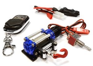 Billet Machined T11 Realistic High Torque Winch w/ Remote for Scale Blau