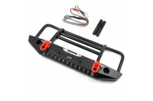 YEAH RACING Aluminium Frontstoßstange mit LED Beleuchtung für TRX-4, SCX10 II Schwarz