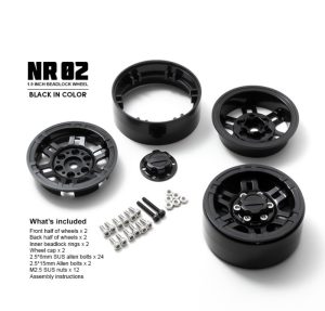 GMADE Gmade 1.9 NR02 Beadlock-Räder (Schwarz) (2Stck) – Bild 5