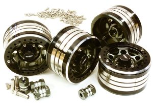 Integy 2.2 x 1.5 Zoll gefräste extra schwere beadlock Felgen für 1/10 Crawler (4 Stck) in schwarz
