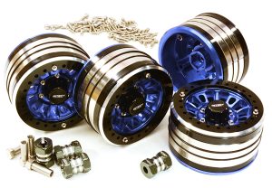 Integy 2.2 Zoll gefräste extra schwere beadlock Felgen für 1/10 Crawler (4 Stck) in blau