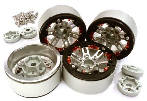 Integy gefräste 1.9 Zoll D6 Speichenräder mit Adaptern für Traxxas TRX-4 Silverblack