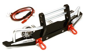Billet Machined Alloy Front Bumper w/ LED(2) for Axial 1/10 SCX10 II