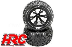 HRC Pathfinder (2 Stk.) Reifen - 1/10 Truck - montiert - Schwarz Felgen - 14mm Hex -