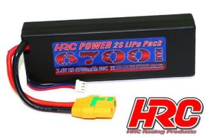 HRC Akku - LiPo 2S - 7.4V 6700mAh 50C - RC Car - Hard Case - XT90 Stecker