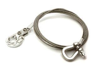 Integy Stahlkabel , D-Ring und Abschlepphaken aus Stahl im Maßstab 1:10 für Offroad-Crawler C28414Silber